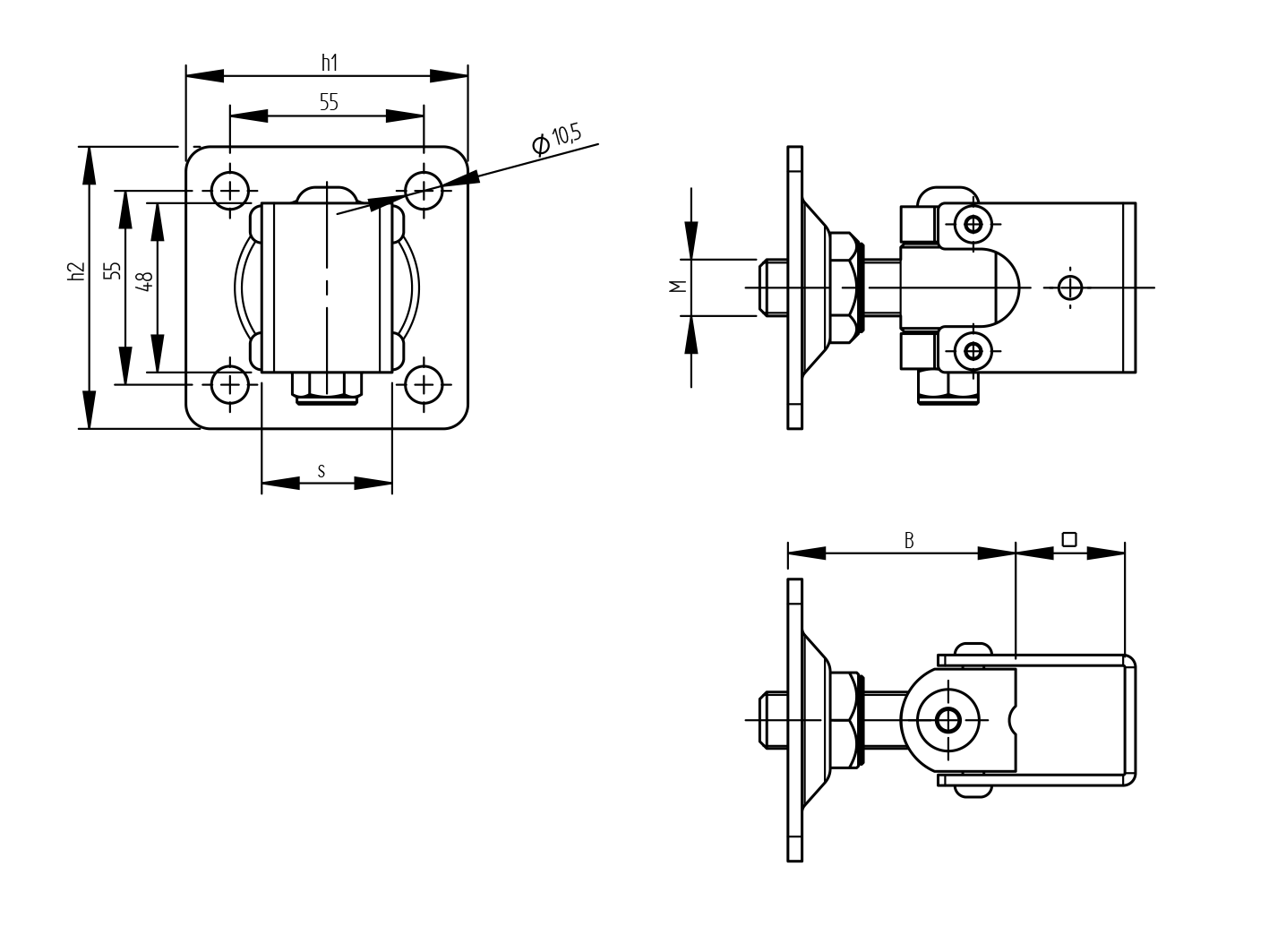 Pant nastavitelný Zn, M20, 100x100mm