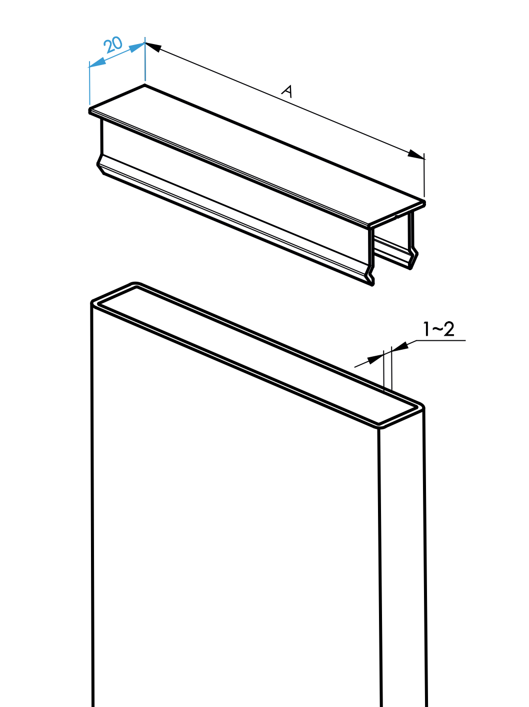 Krytka vertikální výplně 20x80x1 - R7016