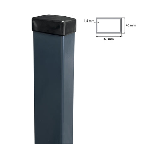 Jeklový sloupek ZnPVC RAL7016 40x60x1800mm
