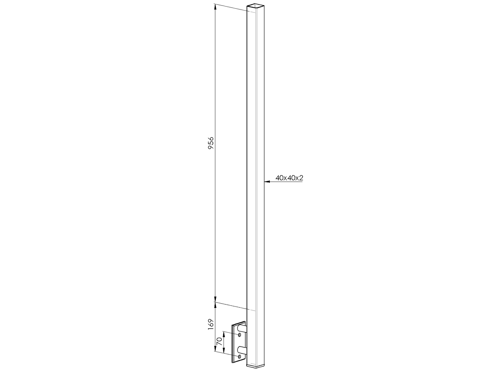 Sloupek antikor, BK-rovné AISI316-40x40/H1000mm