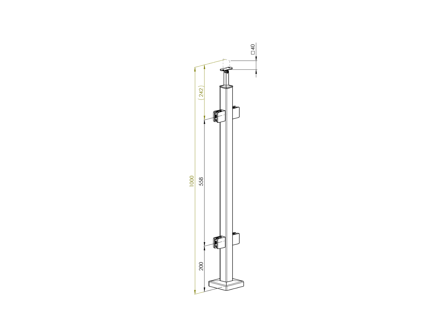 Sloupek nerezový , VK AISI304, 40x40x2/4xmodel22/H