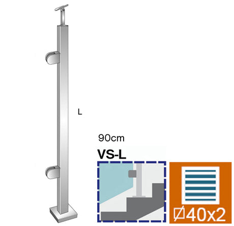 Sloupek nerezový D42,4/2x držák,v=90cm,VK-schod AI
