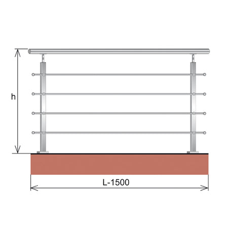 Nerezové zábradlí VR AISI304, 40x40x2/4xd12/H900/L