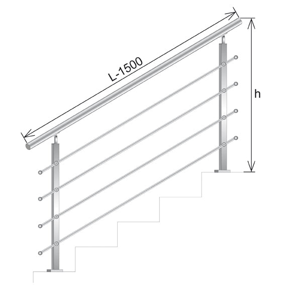 Nerezové zábradlí pro schody, VS AISI304, 40x40x2/