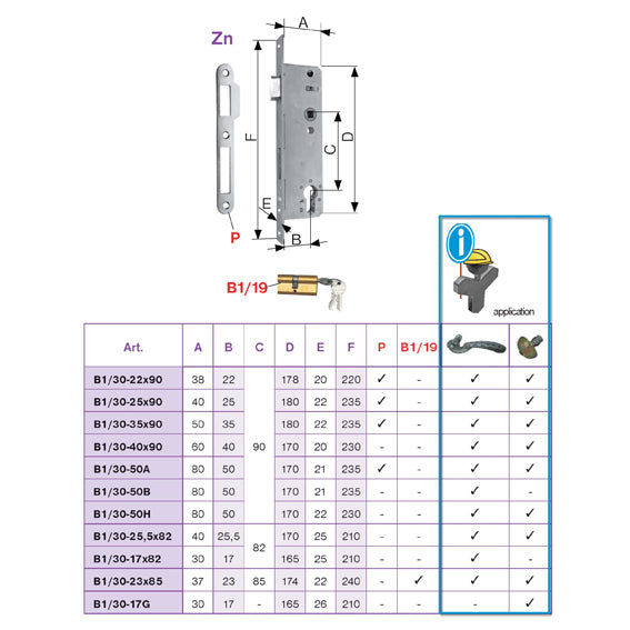 Zámek brány JP 60x40mm