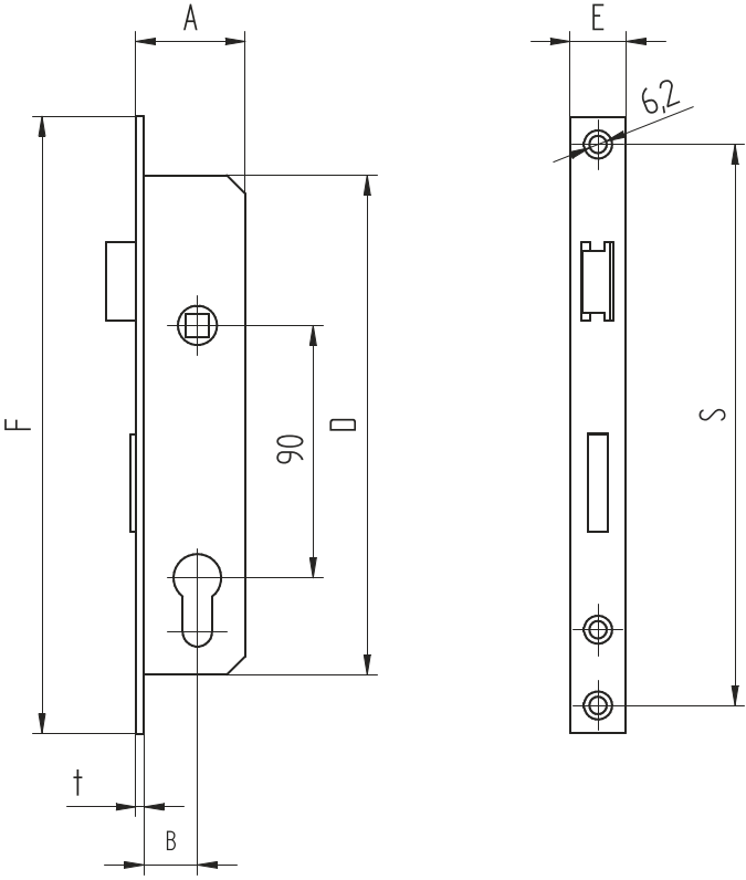Zámek brány do JP 50x30mm