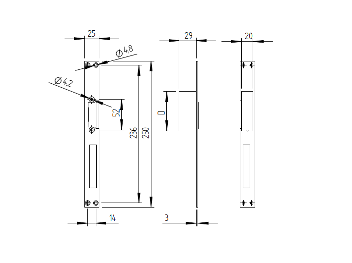 Zámek elektromagnetický s oboustrannou listou, 12-24V AC/DC
