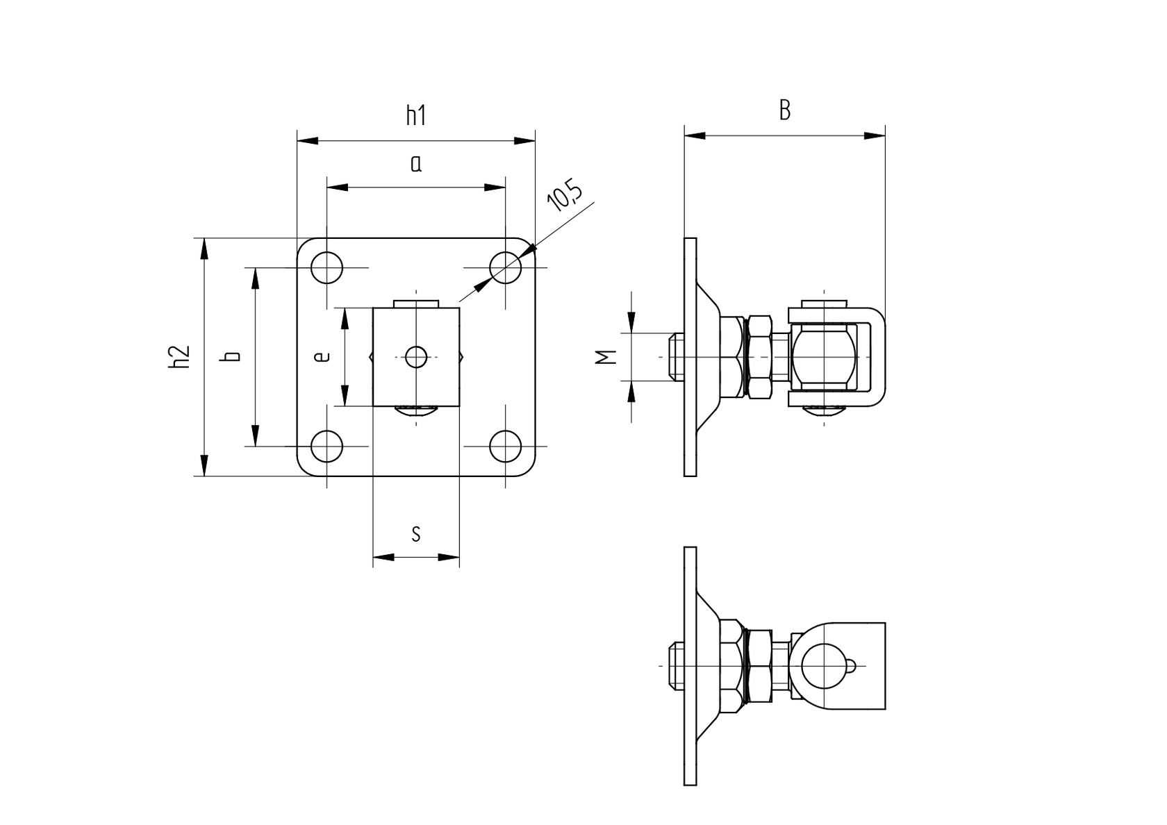 Pant INOX M20, 100x100mm