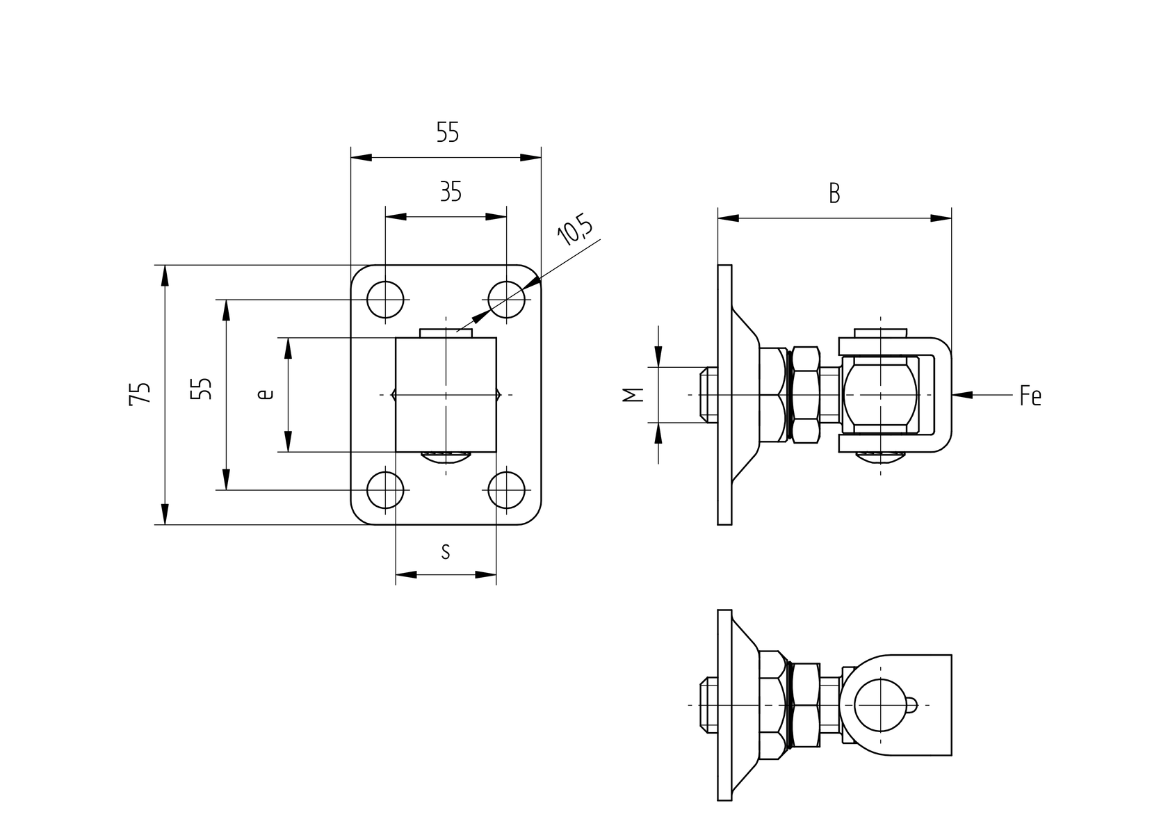 Pant Zn, M16, 55x75mm, s kontramaticou.