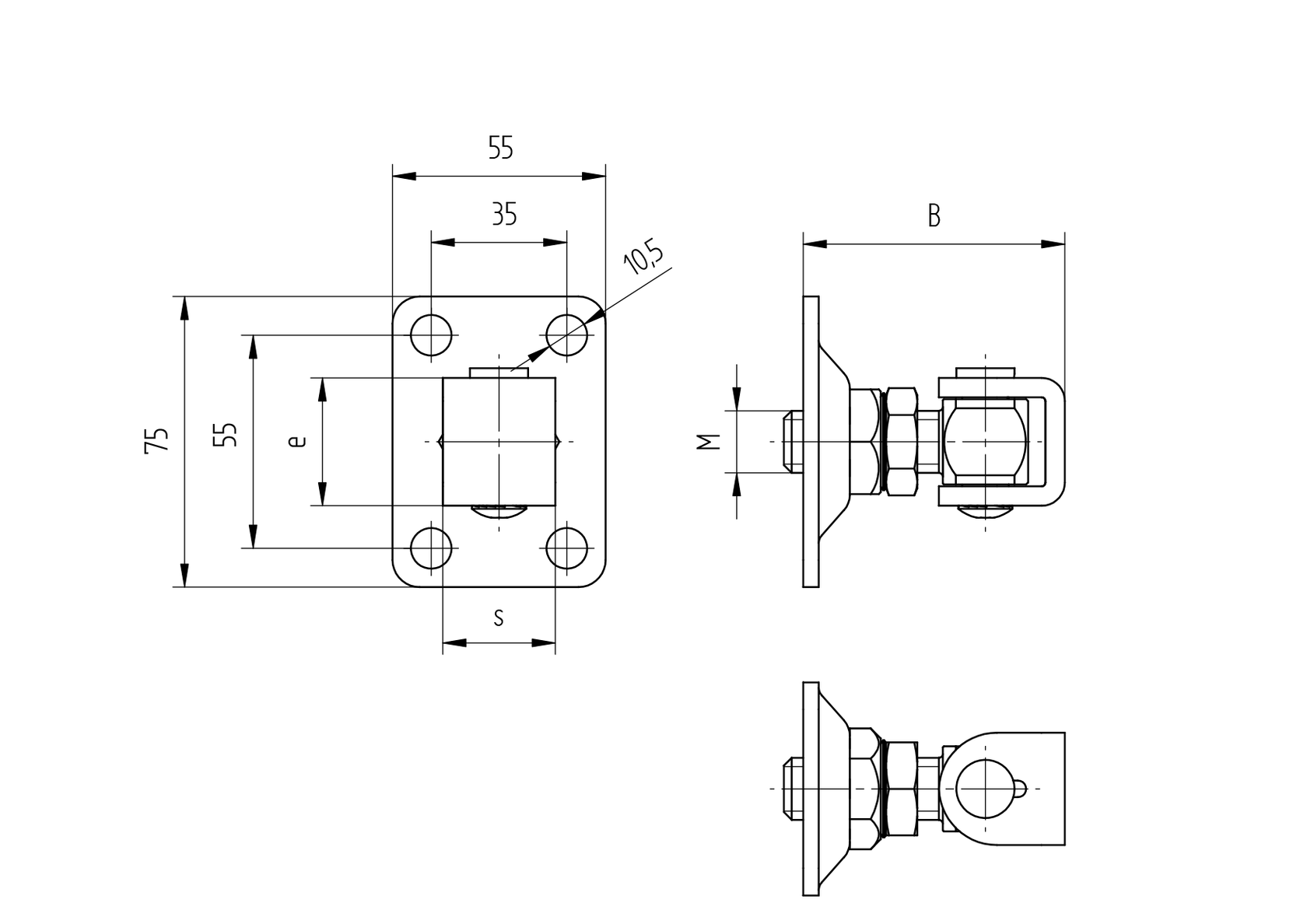 Pant INOX M12, 55x75mm