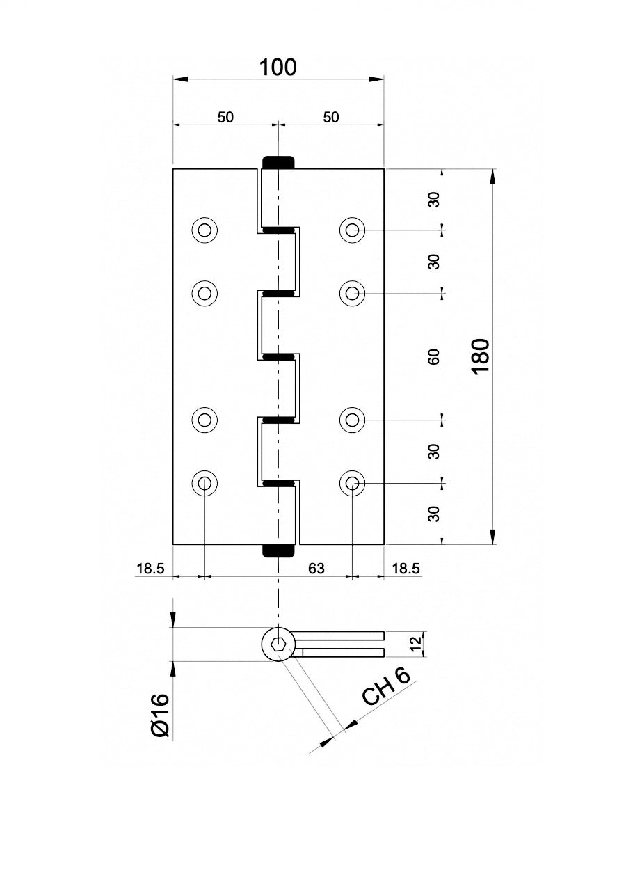 Pant pružinový jednostranný Aluminium, L=180mm