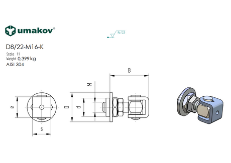 Pant nerezový M16, AISI 304