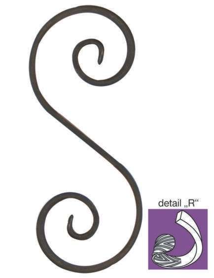 Element tvarovaný,kovaný prvek 200x85, 12x6mm