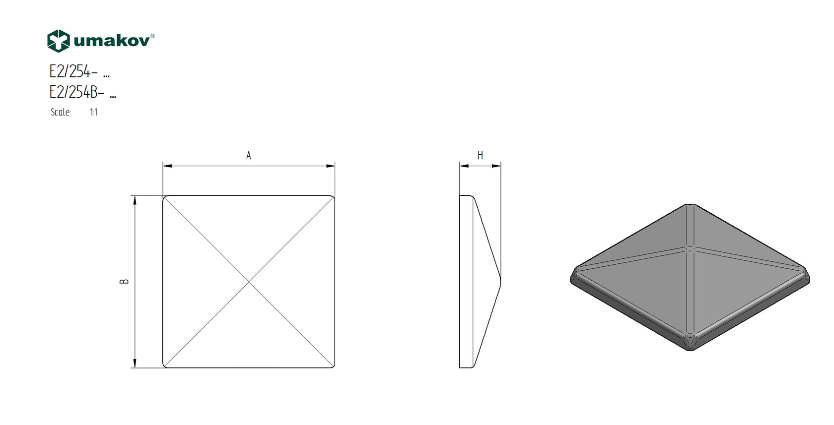 Stříška na sloupek 120x120, t1,5mm