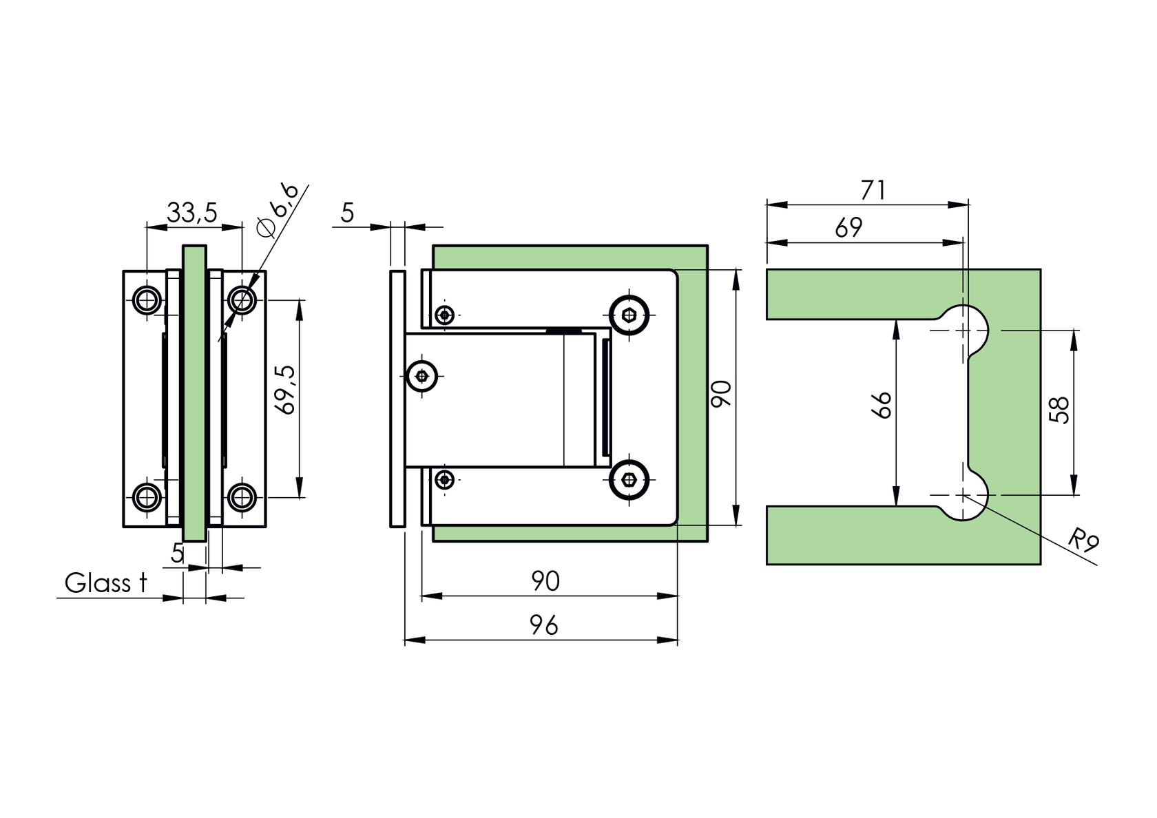 Závěs pro skleněné dveře hydraulik
