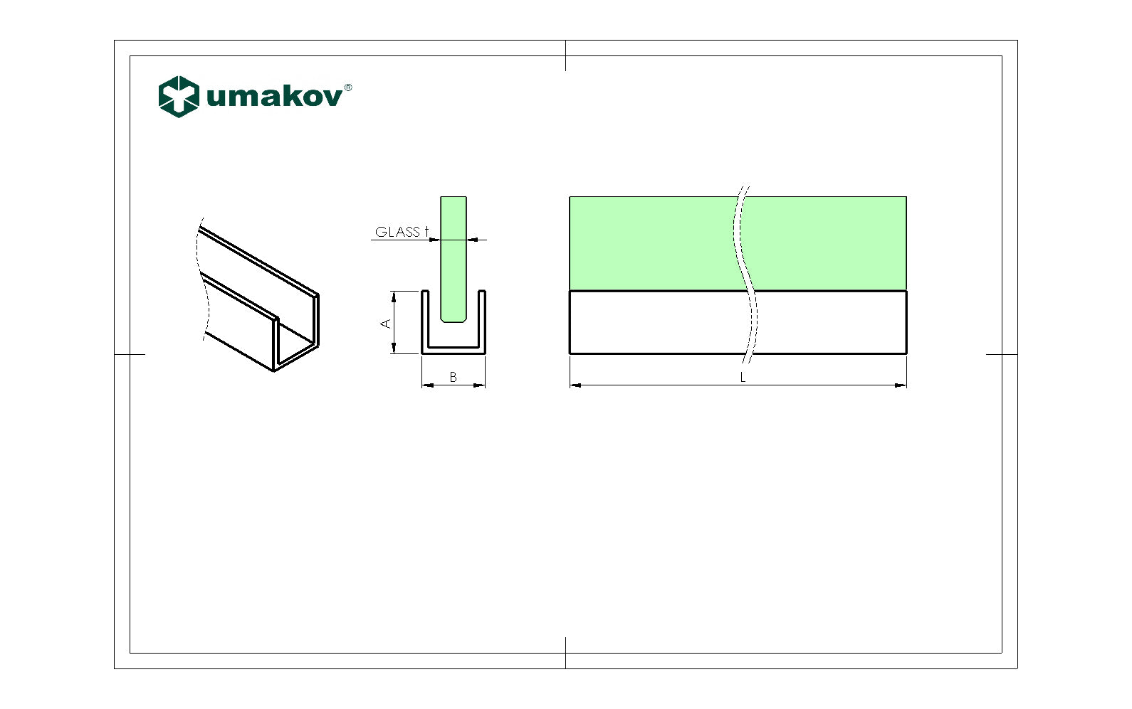 Hliníkový U profil AL 20x12x2mm t8mm