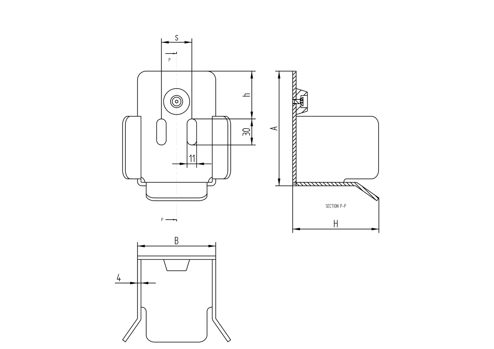 Doraz spodní Zn, profile 94x85, 90x95mm