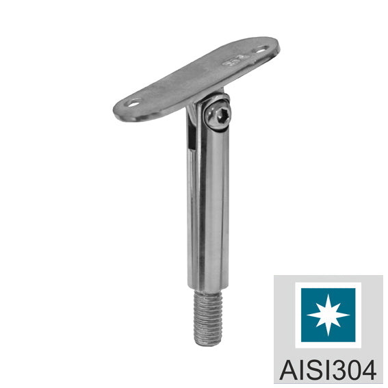 Držák madla, Lesk, zábradlí AISI304, 40x40x2/M10mm