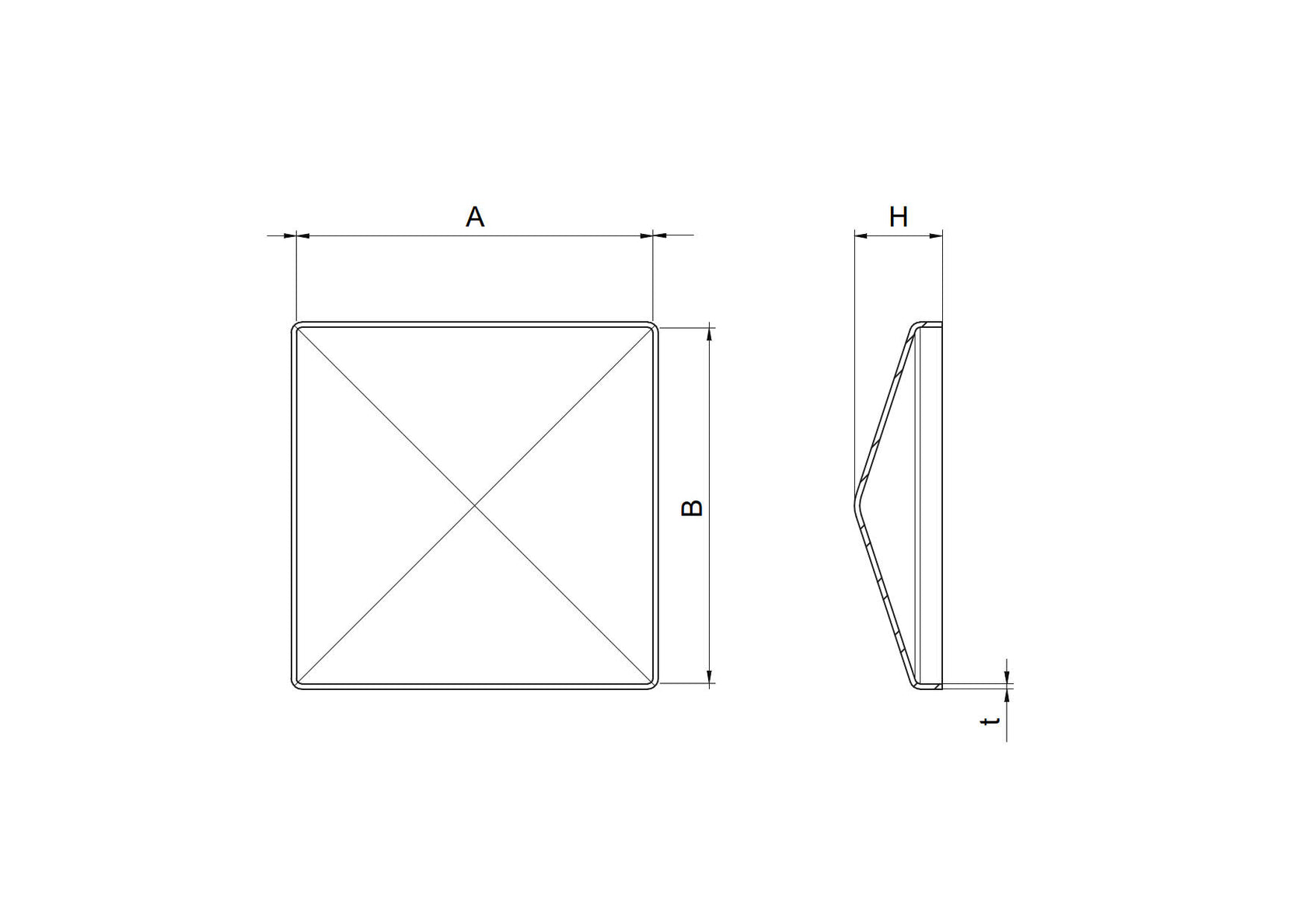 Záslepka čtvercová pro sloupek 40x40mm, AISI 304