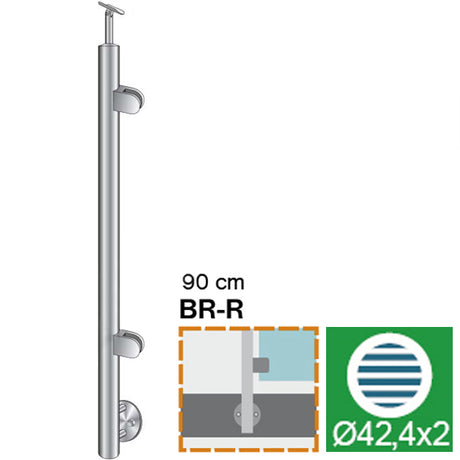 Sloupek systém sklo - brus, BK rovné AISI304, D42,