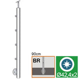 Sloupek nerez, BK-rovné, Lesk AISI304, D42,4x2/4xd