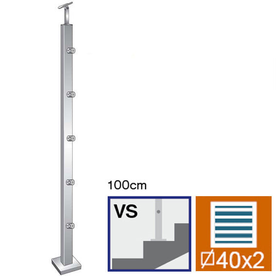Sloupek antikor JP40x40x2mm, v = 100cm, VK-schod A