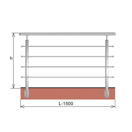 Nerezové zábradlí BR AISI304, 40x40x2/4xd12/H900/L