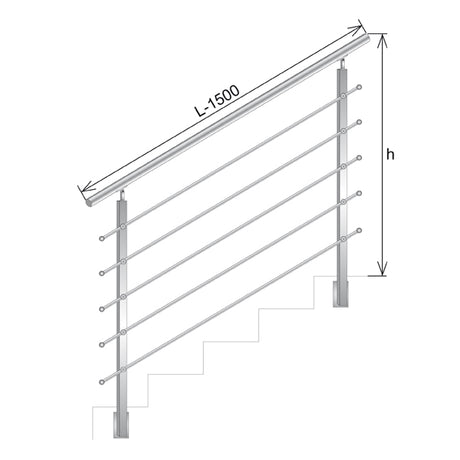 Zábradlí pro schodiště, BS AISI304, 40x40x2/4xd12/