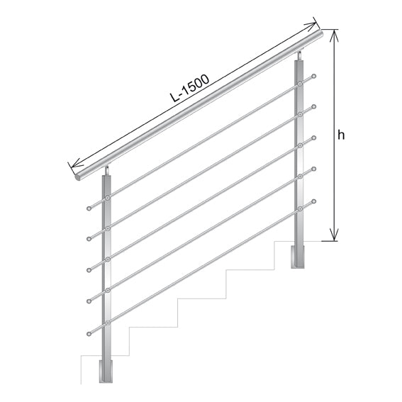 Zábradlí pro schodiště, BS AISI304, 40x40x2/4xd12/