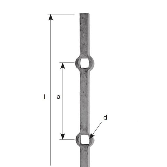 Probíjena tyč 14x14, d15x15, a140, L2000mm