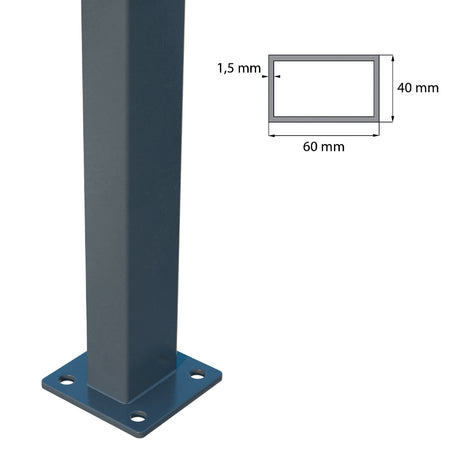 Jeklový sloupek s patkou ZnPVC 40x60x1400mm
