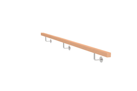 Dřevěné madlo buk a nerezové držáky, JP40x40mm/L2500mm