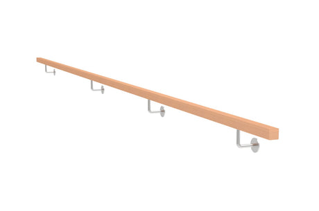 Dřevěné madlo buk a nerezové držáky, JP40x40mm/L4000mm