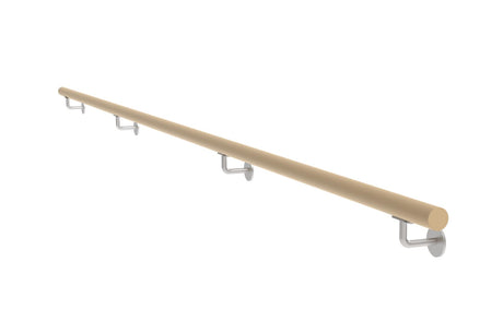 Dřevěné madlo dub a nerezové držáky, L4000 mm